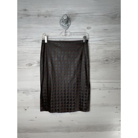 Guess Collection Pencil Skirt Womens 2 Brown Black Houndstooth Made USA G1344503 - Picture 1 of 7
